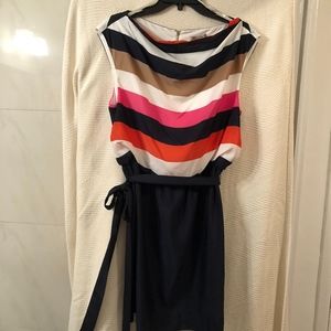 Eliza J Knee Belted Stripped Dress (Size 12)